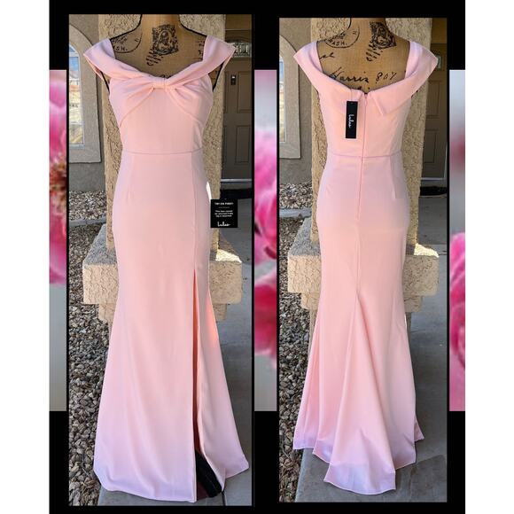 Lulus Elegant Perception Light Pink Off-the-Shoulder Bow Maxi Dress Size M - Picture 5 of 15